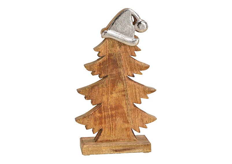 Christmas tree mangowood with metall hat brown 20x35x6cm