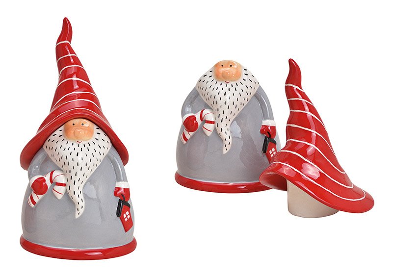 Scatola Babbo Natale, ceramica rossa, (w/h/d) 15x30x15cm