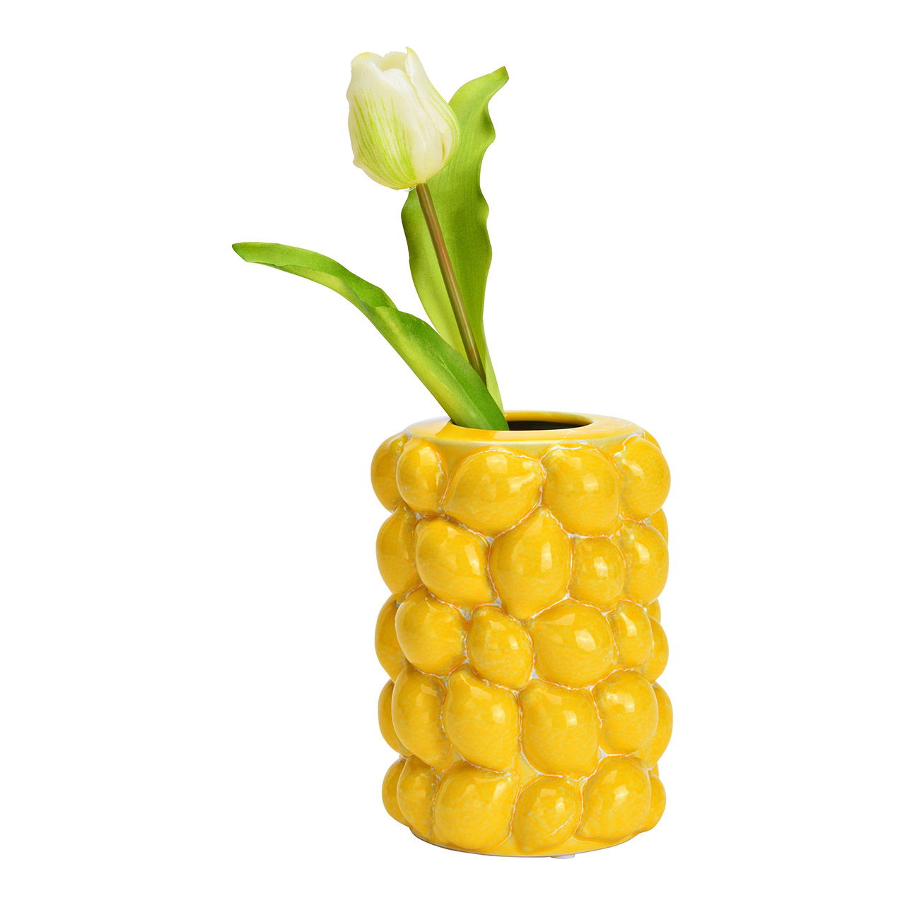 Vaso in ceramica giallo limone (L/H/D) 12x16x12cm