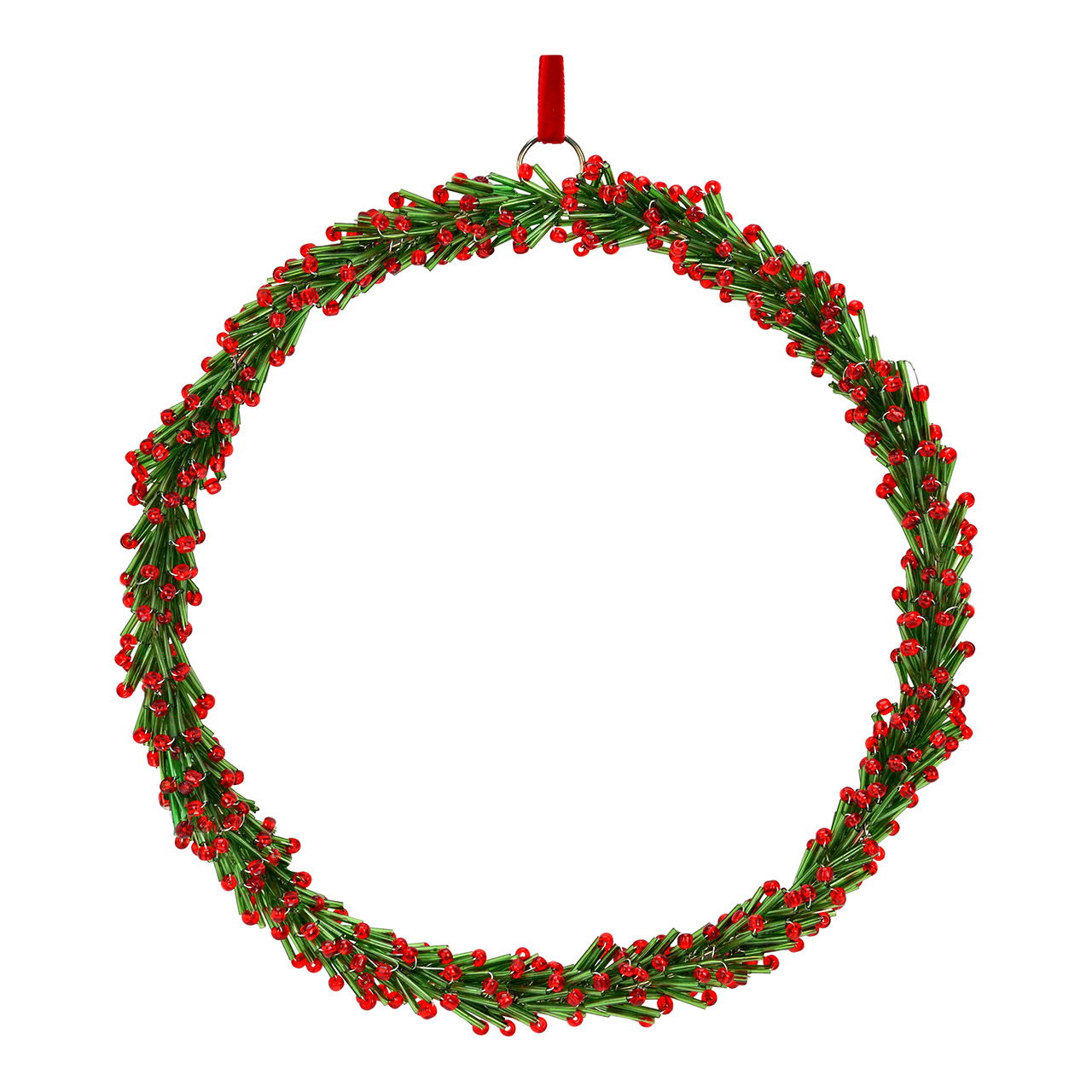 Weihnachtshänger Kranz aus Glas, Grün/Rot (B/H/T) 20x20x2cm