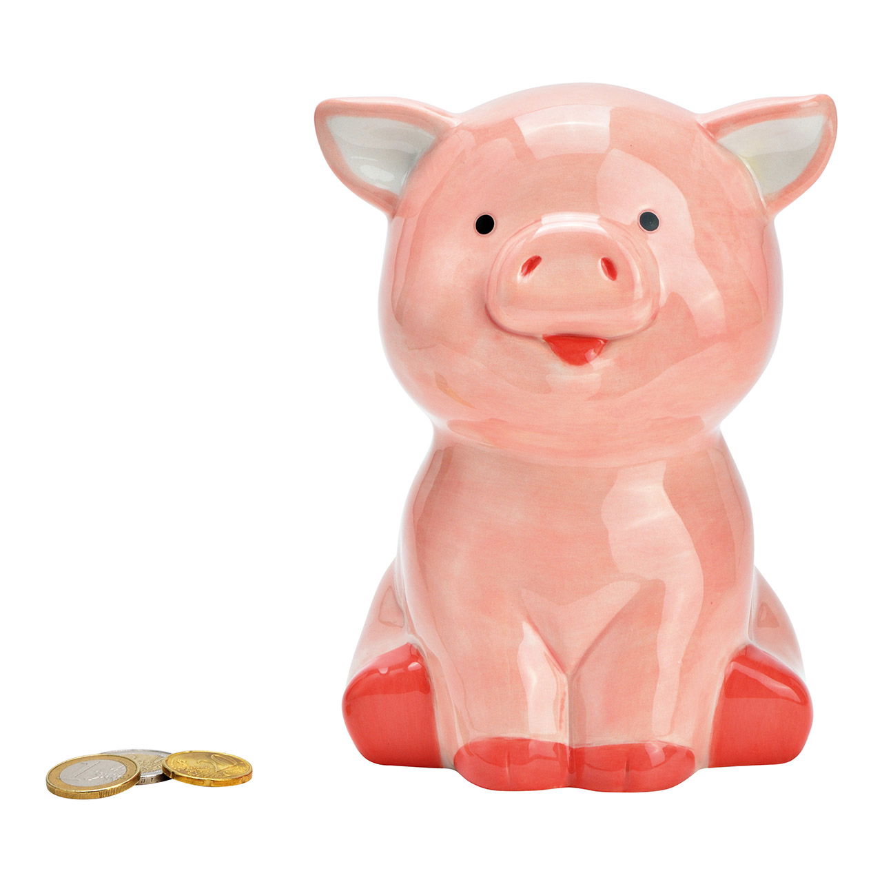 Pig ceramic money box pink/pink (W/H/D) 12x17x12cm