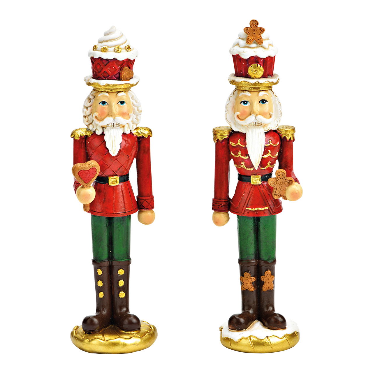 Nutcracker with gingerbread, lollipop made of poly green, red 2-fold, (W/H/D) 5x17x6cm