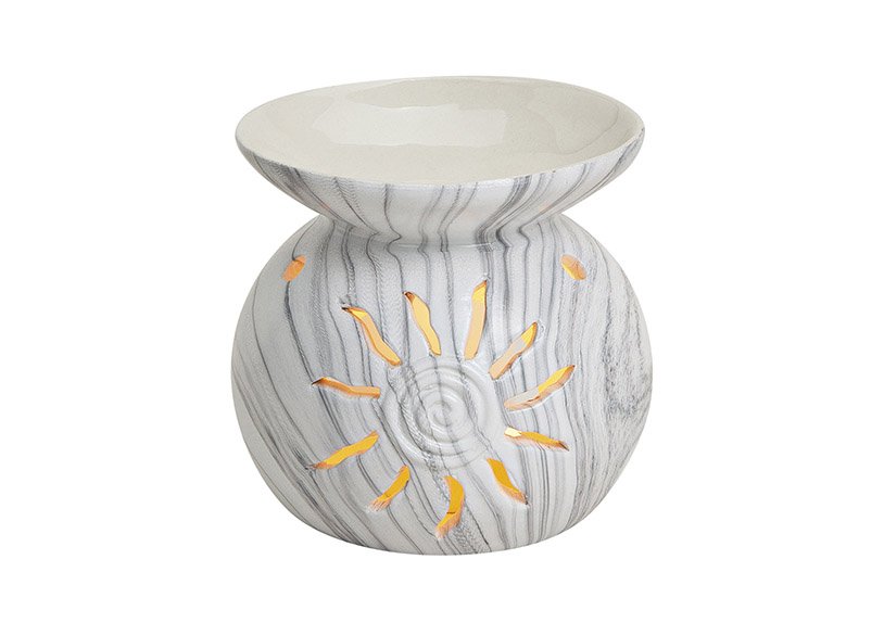 Lampada profumata in ceramica bianca (L/H/D() 11x10x11 cm