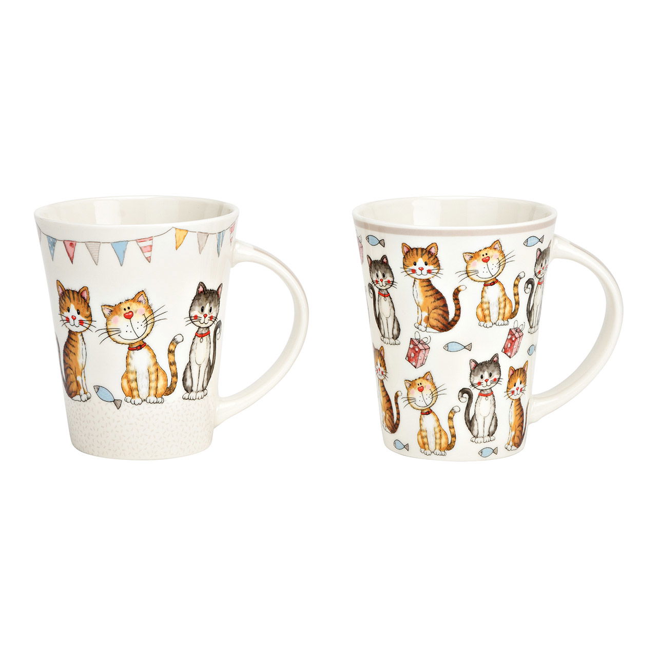 Becher Katze Dekor aus Porzellan weiß 2-fach, (B/H/T) 13x11x9cm 350ml Becher Katze Dekor aus Porzellan weiß 2-fach, (B/H/T) 13x11x9cm 350ml