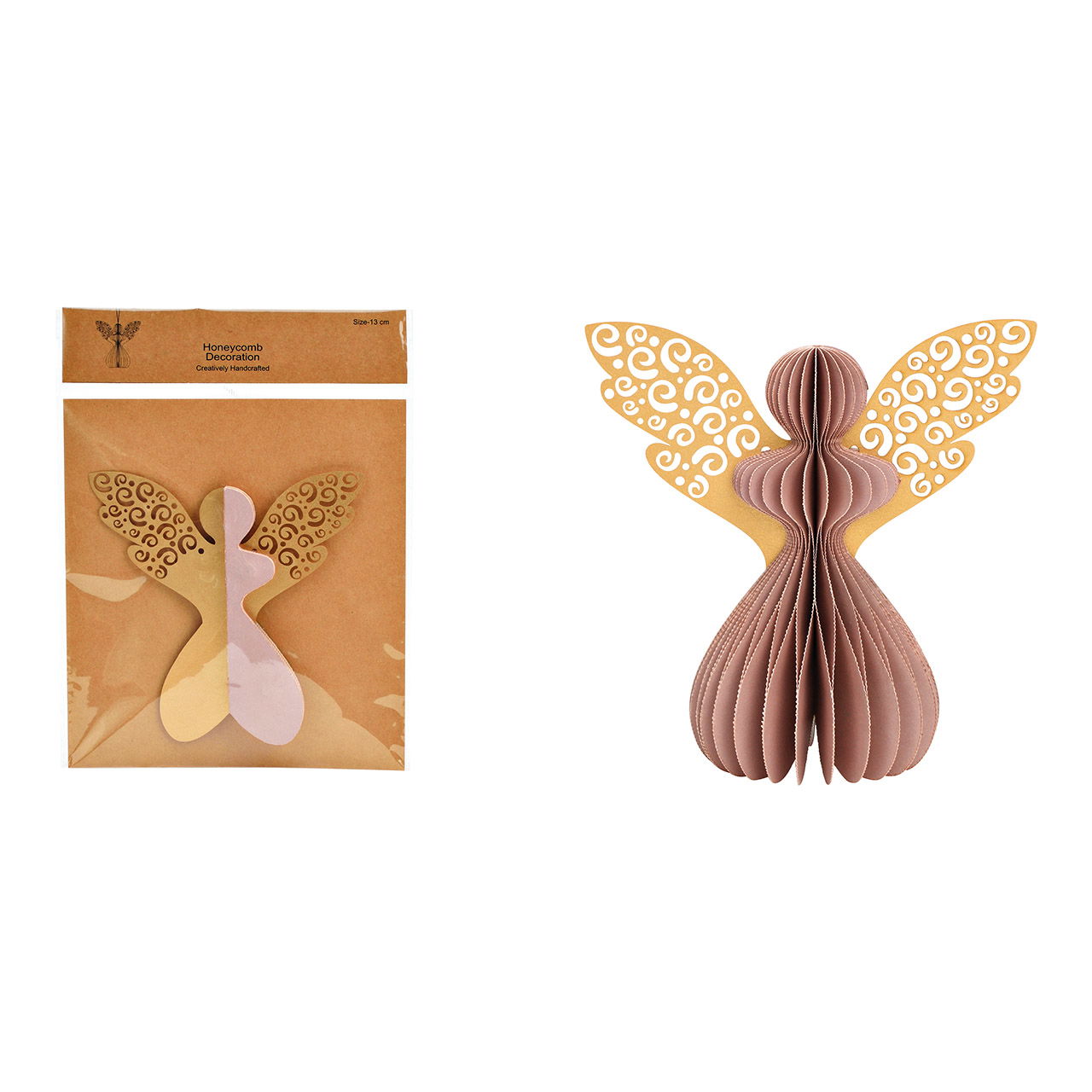 Weihnachtshänger Honeycomb Engel aus Papier/Pappe, Altrosa (B/H/T) 14x14x8cm Weihnachtshänger Honeycomb Engel aus Papier/Pappe, Altrosa (B/H/T) 14x14x8cm