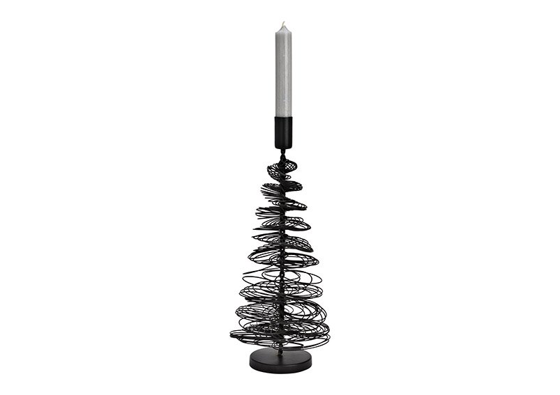 Kerzenhalter Tannenbaum aus Metall schwarz (B/H/T) 13x32x13cm