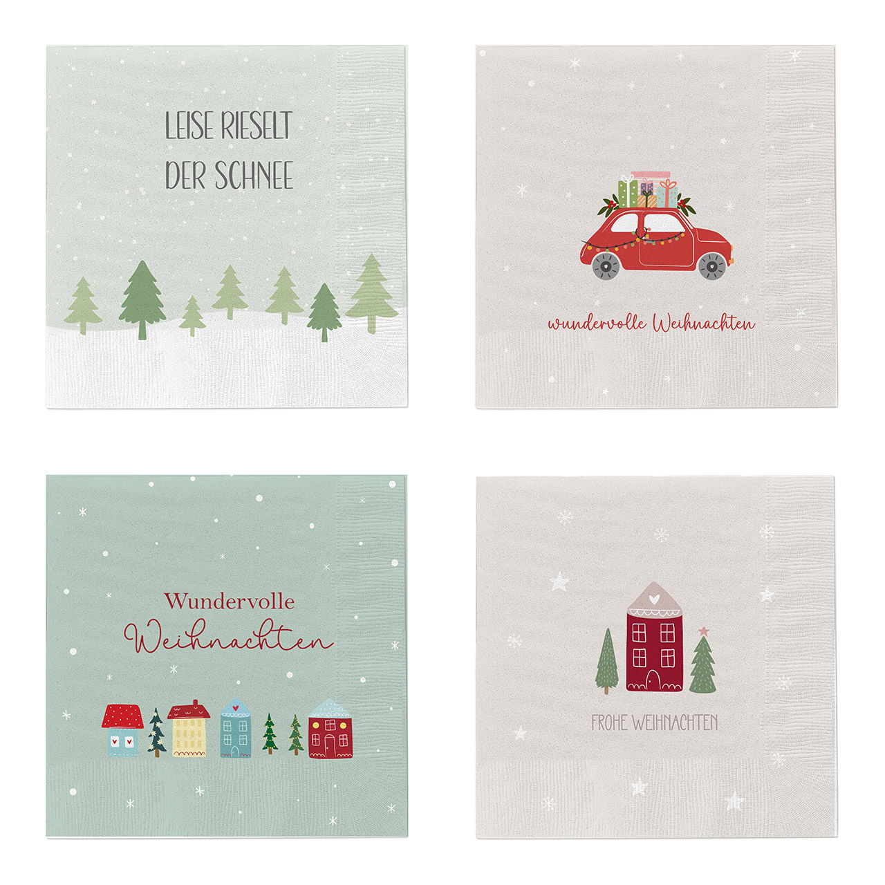 Paquete de 20 servilletas XMAS 3 capas papel/cartón blanco 4 capas, (A/A) 33x33cm Briefumschlag, Grußkarte, Post, Auto, Fahrzeug