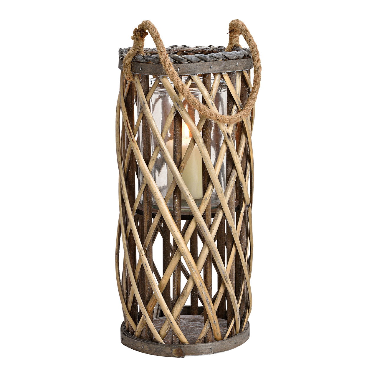 Lantern made of wood, glass brown (W/H/D) 18x40x18cm Lantern made of wood, glass brown (W/H/D) 18x40x18cm
