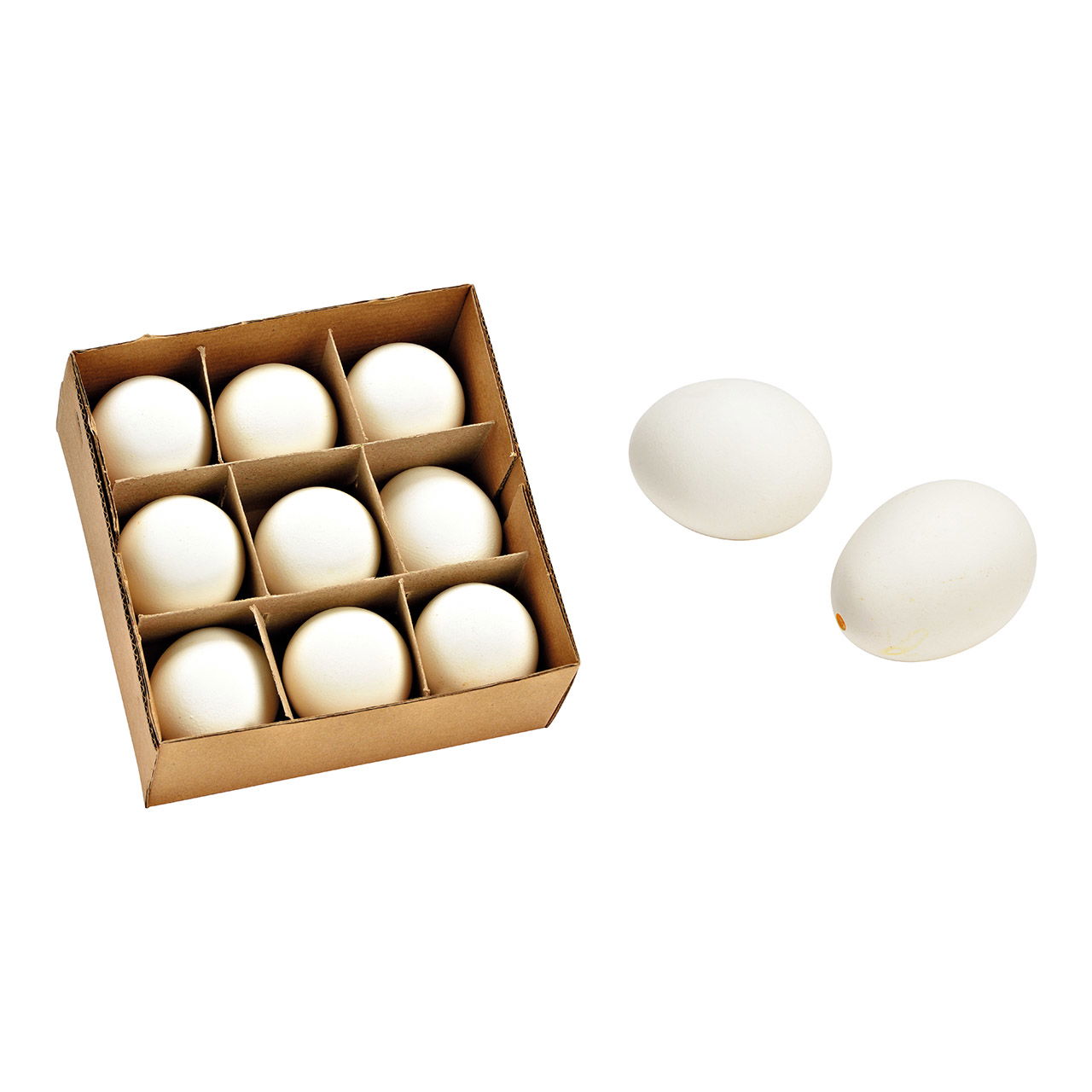 Easter eggs set of 9, made of natural material white (W/H/D) 6x6x6cm