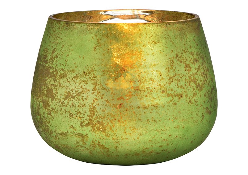 Glazen lantaarn groen (w/h/d) 18x15x18cm