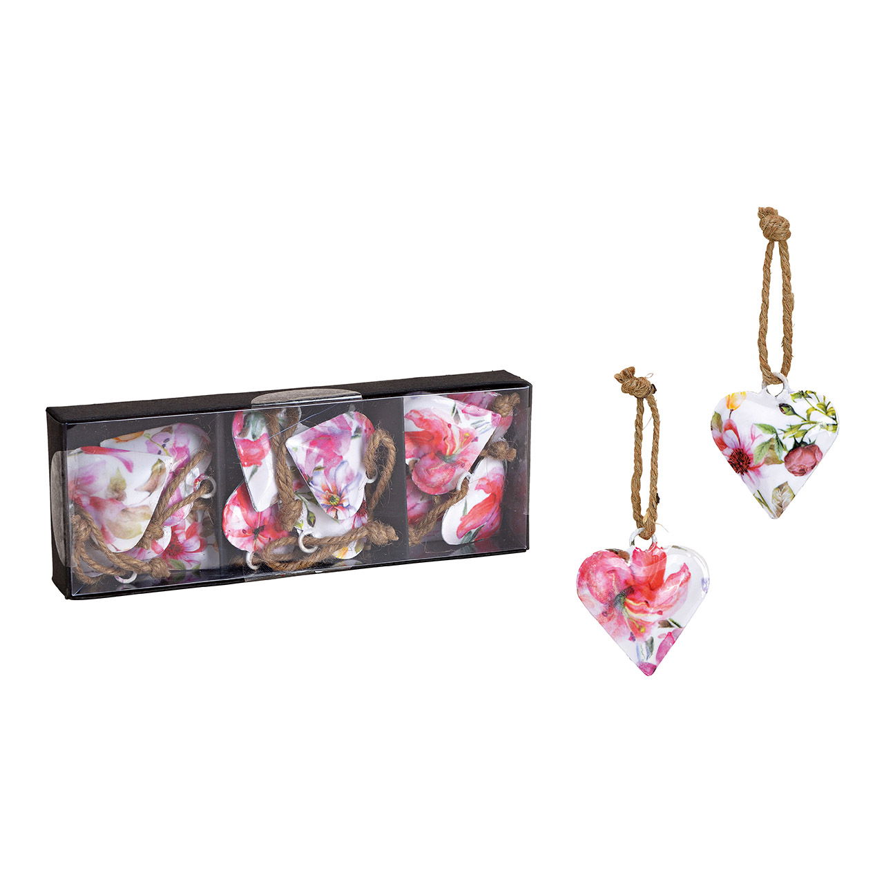 Hänger Herz Blumen Dekor aus Metall Bunt (B/H/T) 5x5x1cm 12 Stk. in Fensterkarton Hänger Herz Blumen Dekor aus Metall Bunt (B/H/T) 5x5x1cm 12 Stk. in Fensterkarton