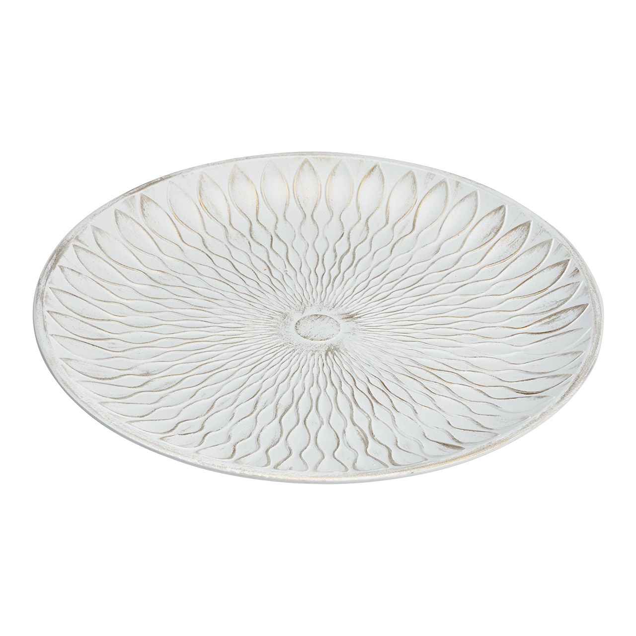 Assiette tournesol en bois Blanc, or (L/H/P) 40x3,5x40cm