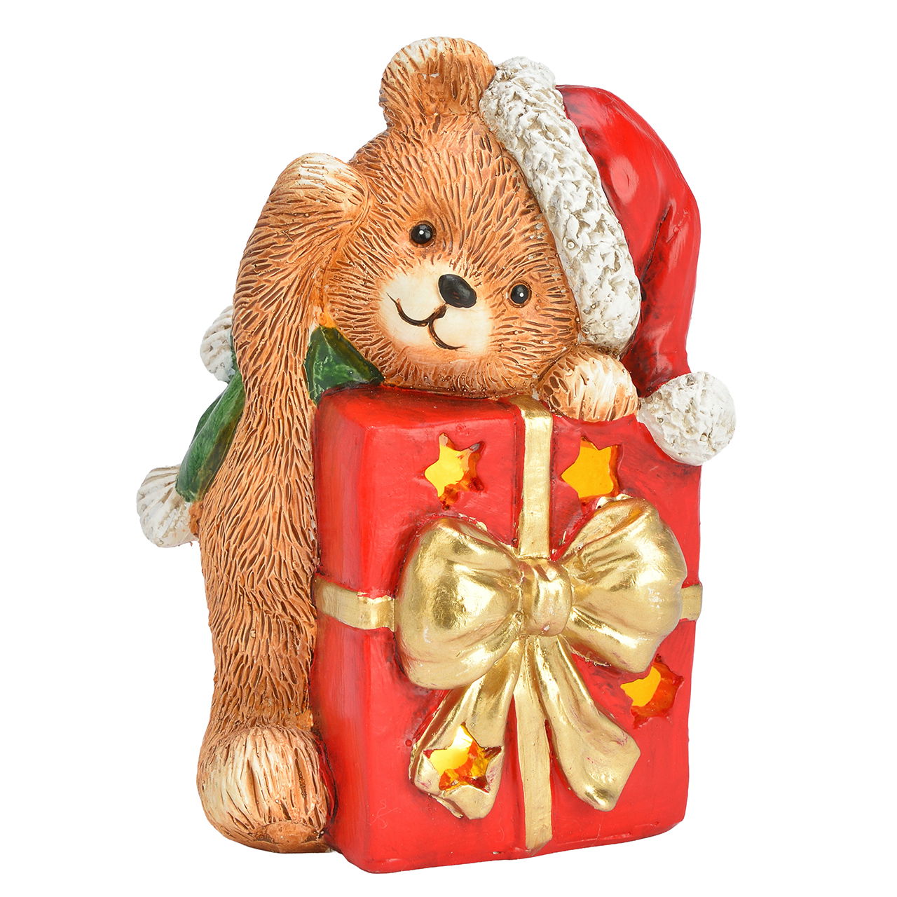 Bär mit Geschenk LED aus Poly Bunt (B/H/T) 10x16x10cm Teddybär, Spielzeug