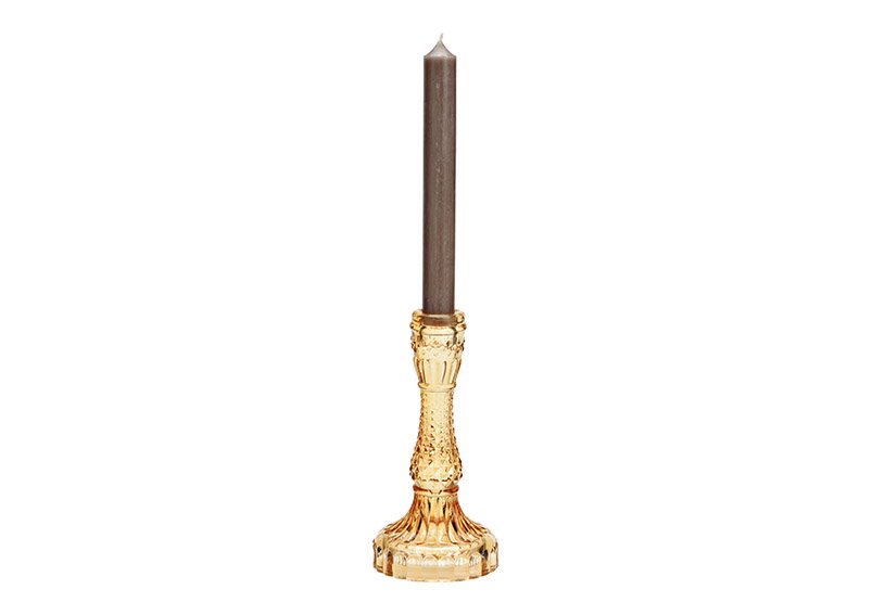 Kerzenhalter aus Glas Braun (B/H/T) 8x17x8cm
