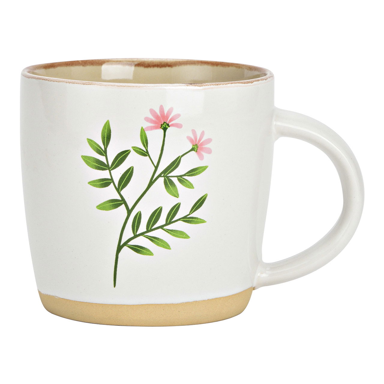 Jumbo Mug Gres Flor Decoración blanco (A/A/P) 14x10x10cm 555ml