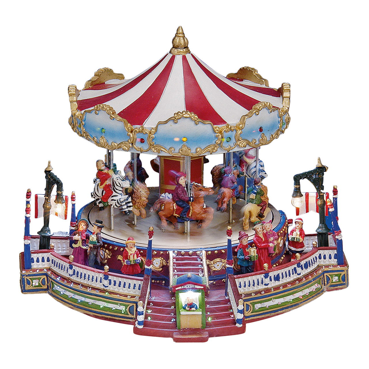 Carrousel met licht, muziek, bewegen. Carrousel, gemaakt van poly, 30x25x27cm