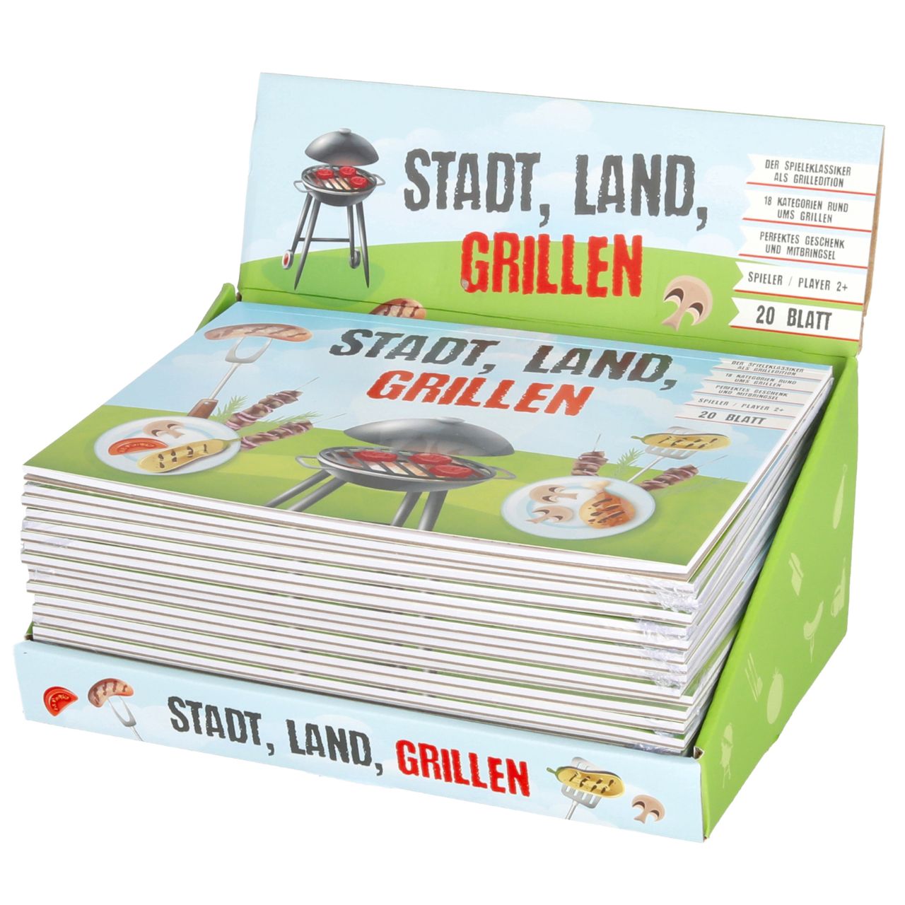 Grill-Set, Grillspiel, Stadt Land Grillen, Kartenspiel, Spielkarten