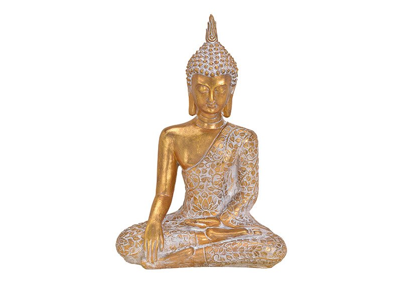 Bouddha en poly or (L/H/P) 30x43x19cm