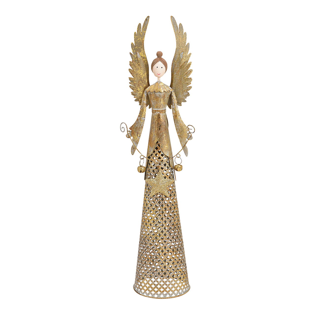 Angel made of gold metal (W/H/D) 14x41x8cm