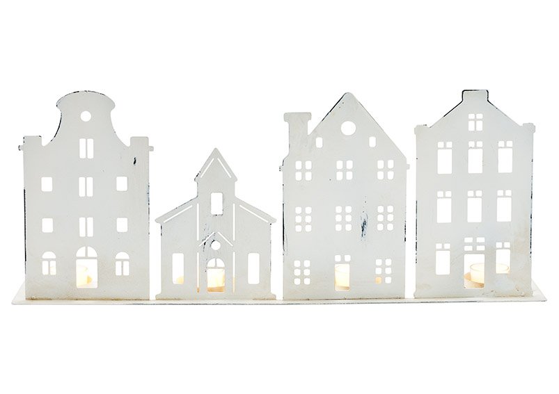 Portavelas para 4 velas, decoración de la casa de metal blanco (A/H/D) 52x20x9cm