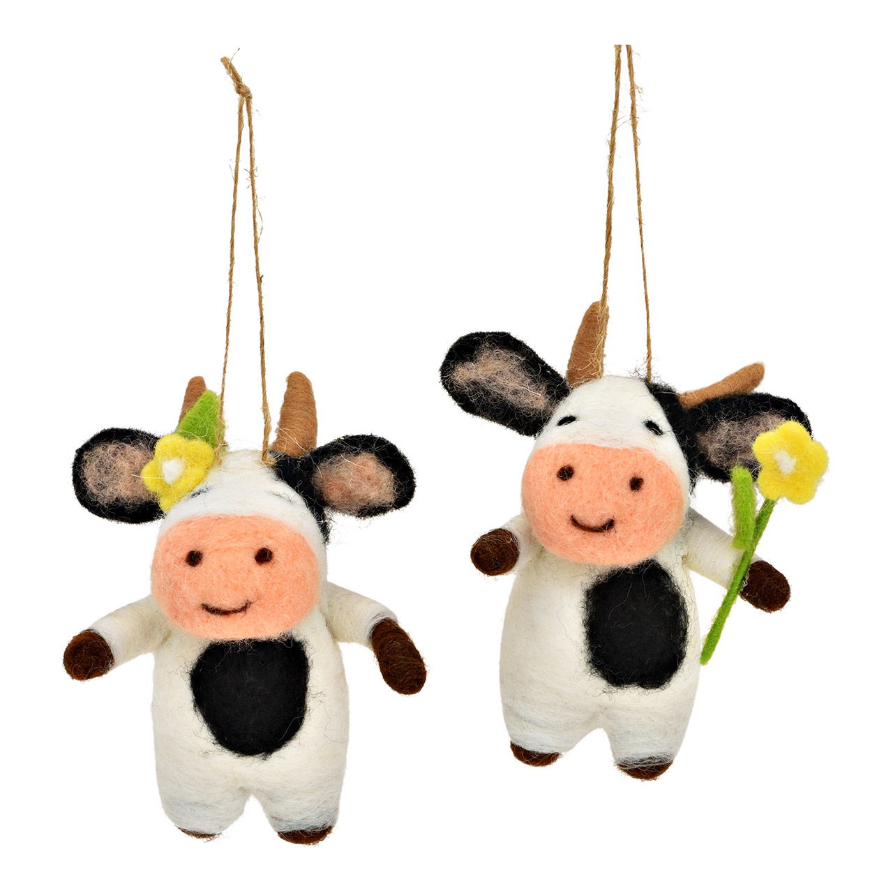 Felt cow, 2-fold, white/black (W/H/D) 8x10x6cm Plüsch, Spielzeug
