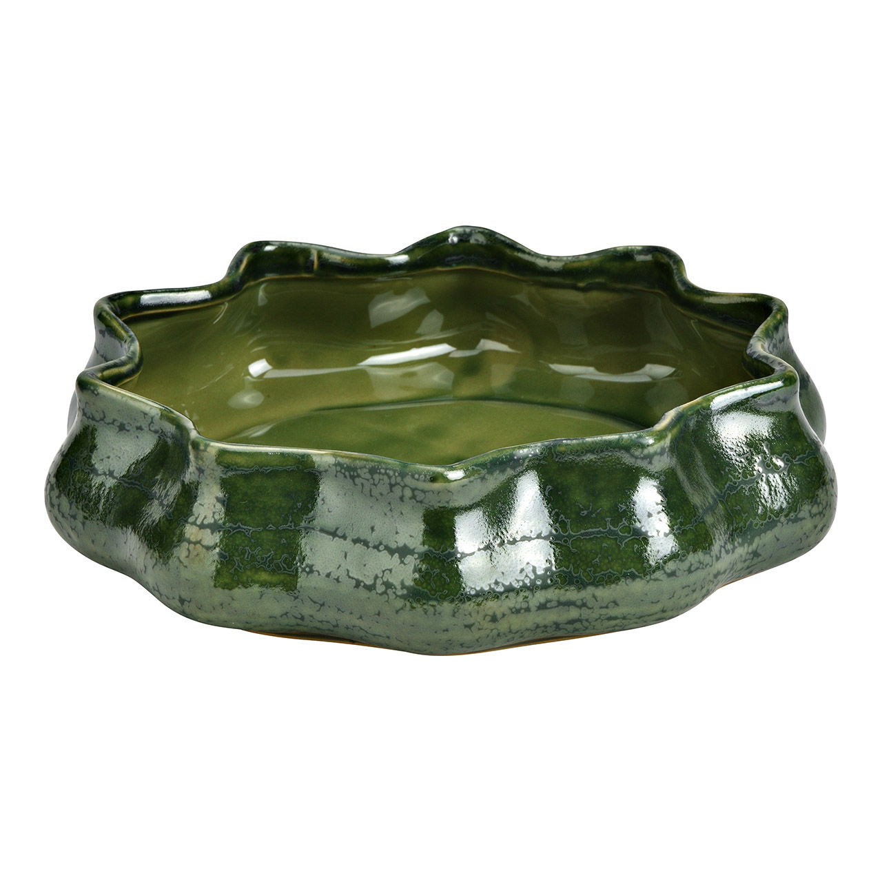 Decorative bowl made of stoneware, green (W/H/D) 25x5x24cm