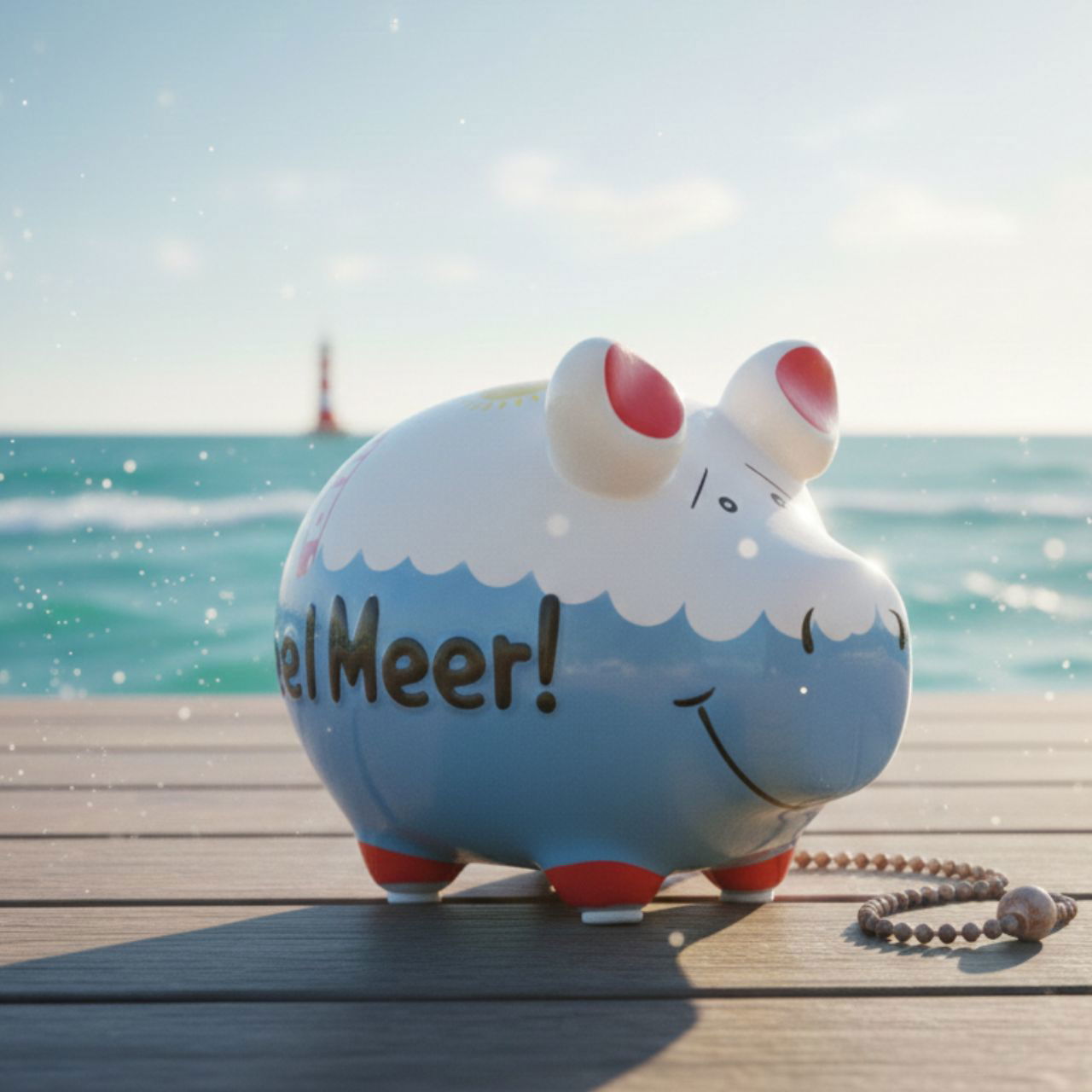 Salvadanaio KCG "Molto mare" in ceramica, colorato (L/H/D) 12x9x9cm piccolo maiale Sparschwein