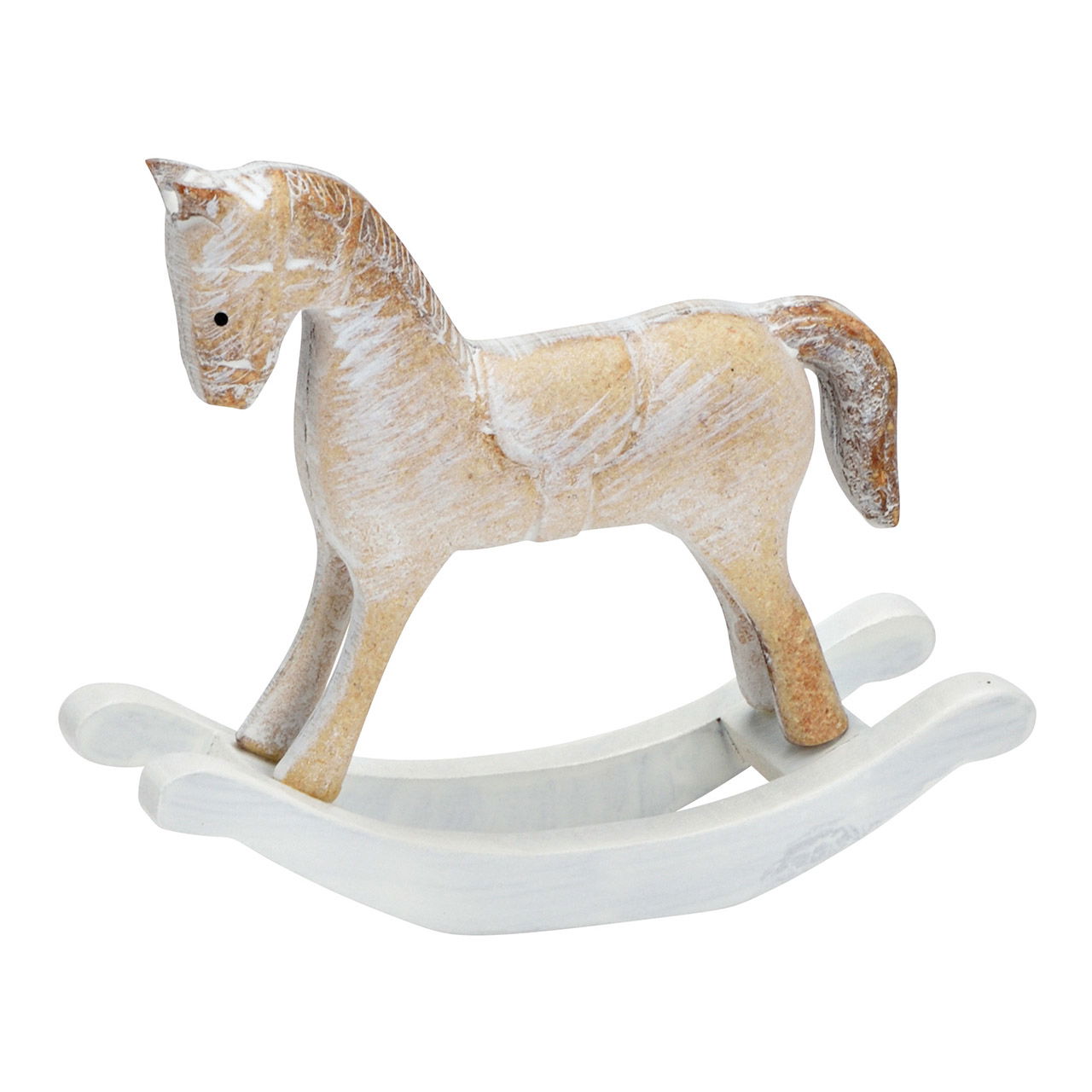 Cheval à bascule en bois Blanc (L/H/P) 13x11x4cm