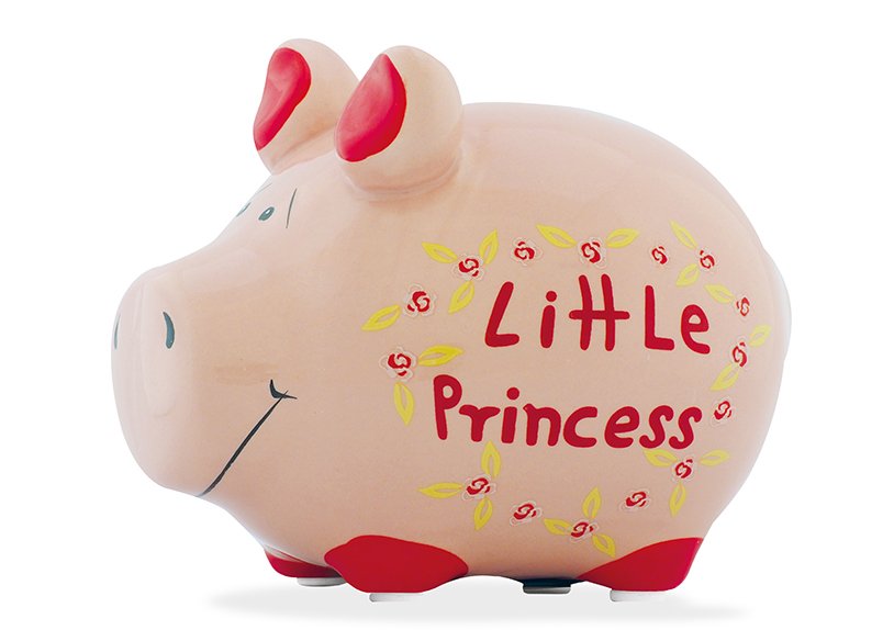 Spardose KCG Kleinschwein, Little Princess, aus Keramik (B/H/T) 12,5x9x9 cm