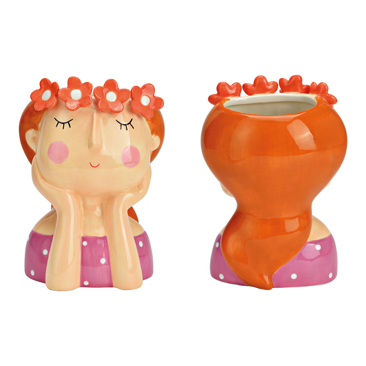 Vase Blumenmädchen aus Keramik bunt (B/H/T) 14x20x12cm Vase Blumenmädchen aus Keramik bunt (B/H/T) 14x20x12cm