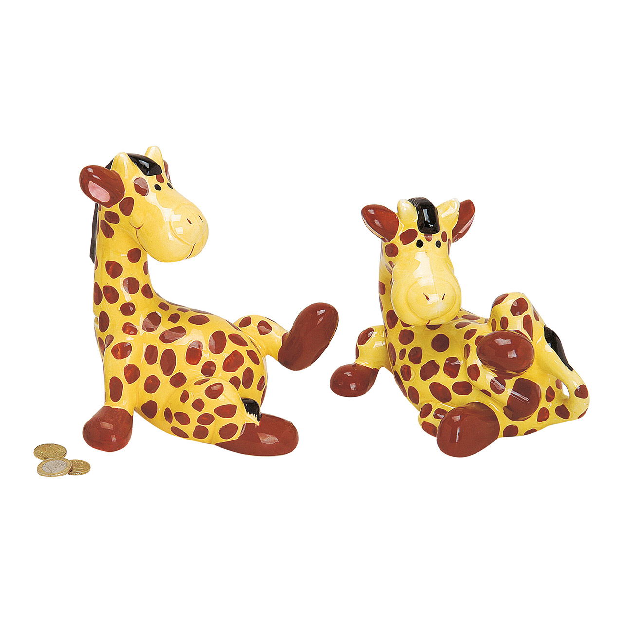 Tirelire Girafe, assortie 2 fois, en céramique, L18 cm