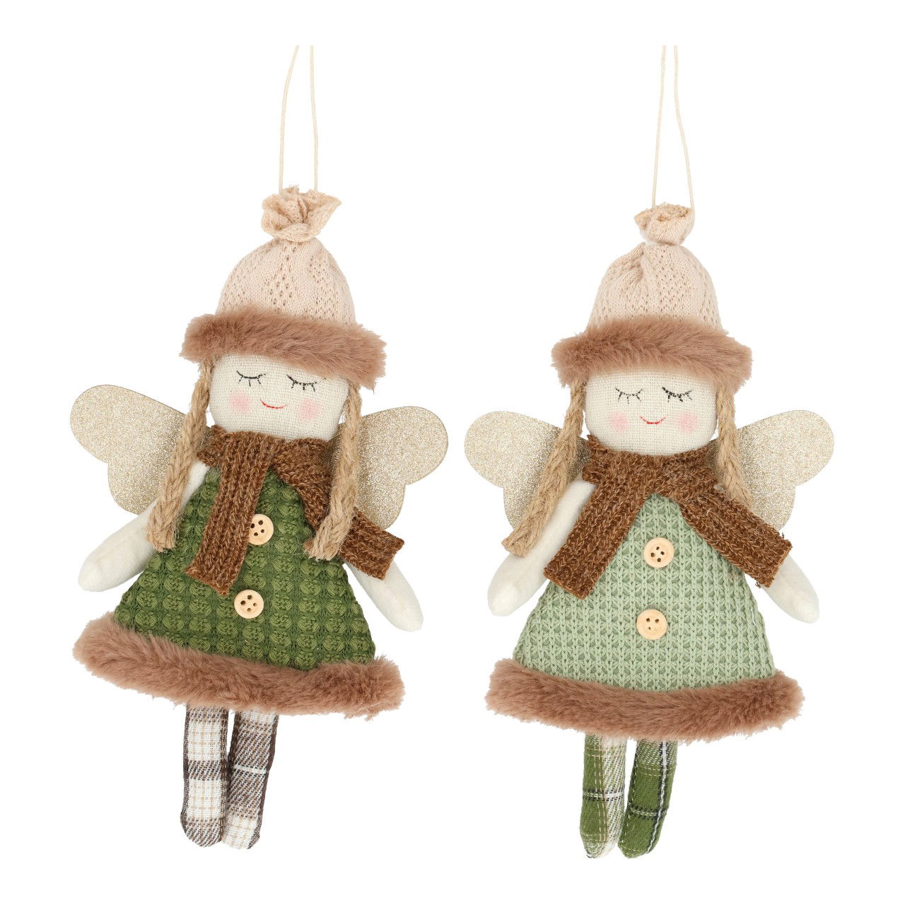 Hänger Engel/Mädchen aus Textil Grün 2-fach sortiert (B/H/T) 12x22x2cm Puppe, Spielzeug