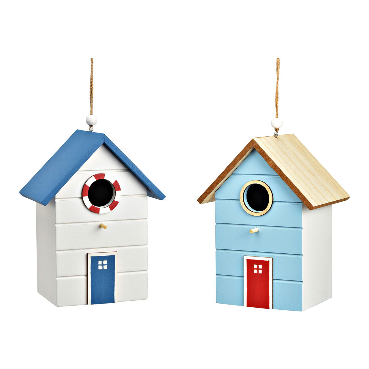 Hänger Haus Maritim aus Holz 2-fach, Blau/Weiß/Natur (B/H/T) 13x18x10cm Hänger Haus Maritim aus Holz 2-fach, Blau/Weiß/Natur (B/H/T) 13x18x10cm