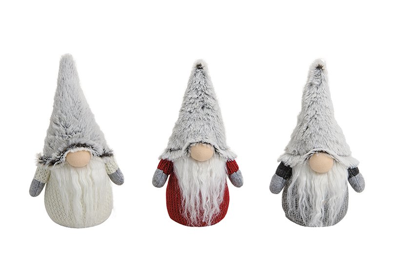 Secret Santa, textiel/plush, 3 assorti, B12 x D8 x H19 cm