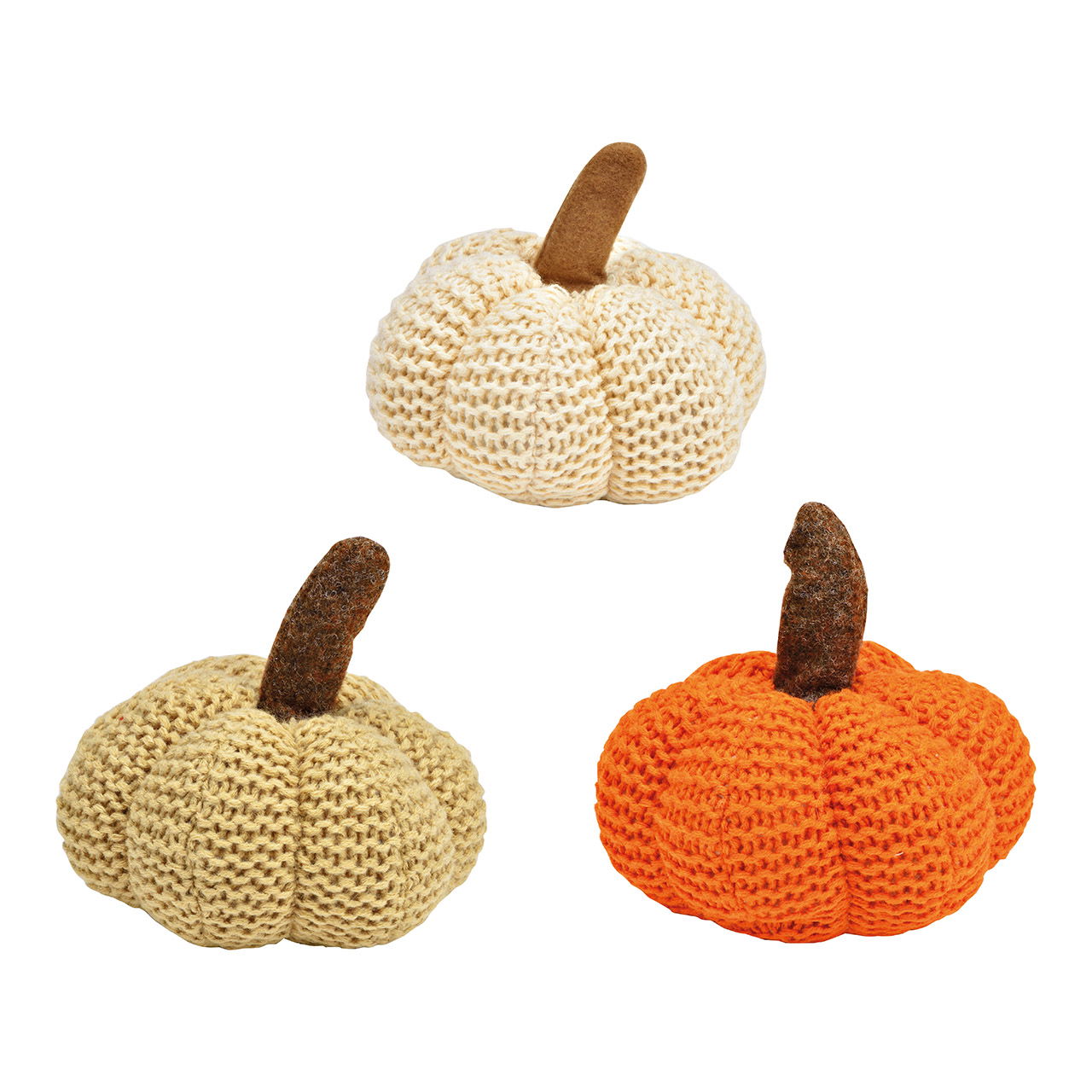 Pumpkin made of textile cream, beige, orange 3-fold, (W/H/D) 15x14x15cm