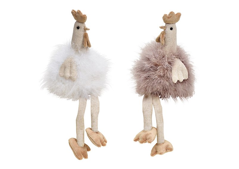 Edge stool chicken made of textile, plastic White, brown 2-fold, (W/H/D) 12x18/35x12cm