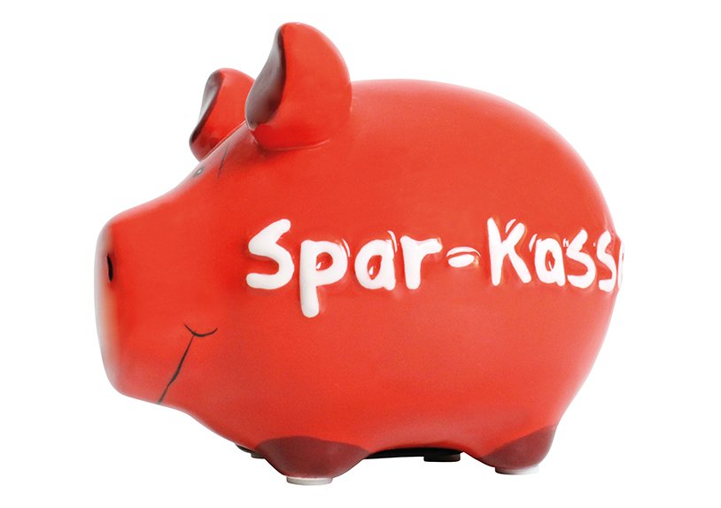 Spardose KCG Kleinschwein, Spar-Kasse, aus Keramik (B/H/T) 12,5x9x9 cm
