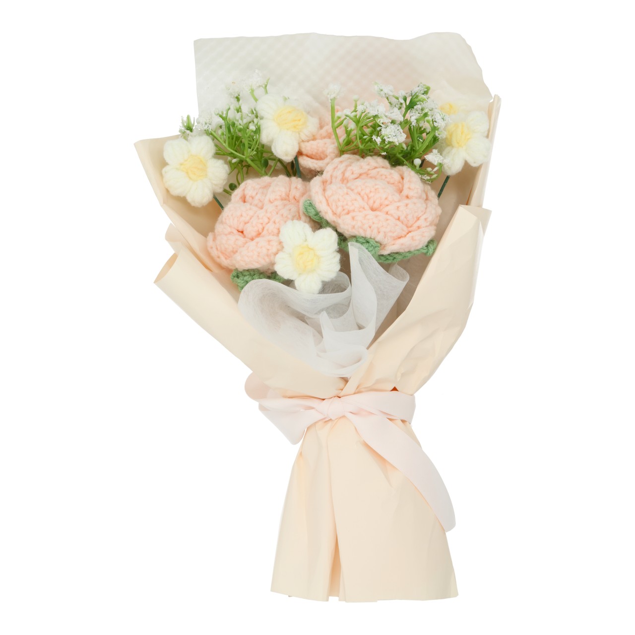 Blumenstrauß aus Polyester Beige (B/H/T) 20x30x10cm blumenstrauß, bouquet, rosen, pink, pastell