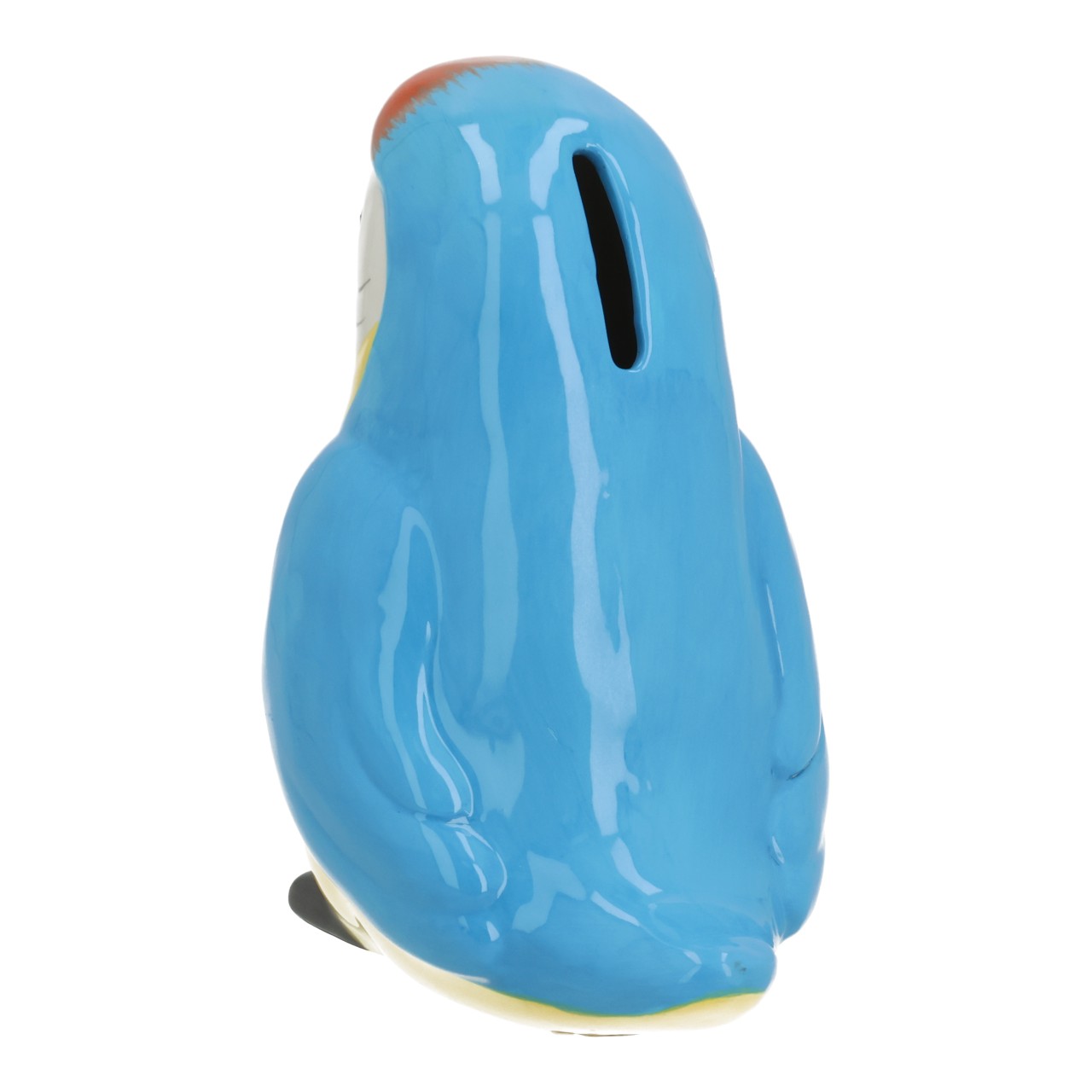 Salvadanaio a forma di uccellino in ceramica, blu (L/A/P) 12x14x9 cm Papagei, Figur, Porzellan, Gelb, Blau