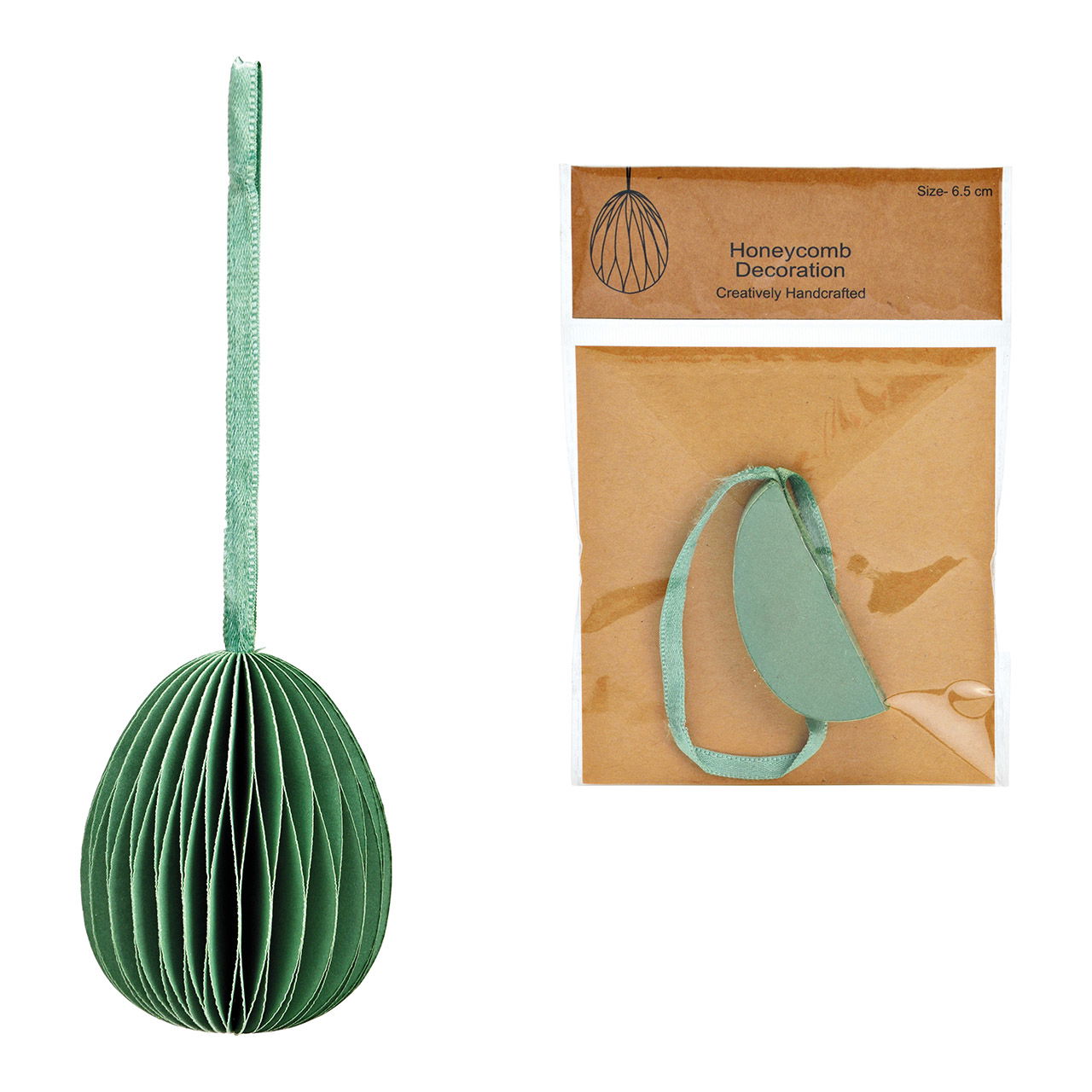 Hanger Honeycomb Easter egg of paper/cardboard green (W/H/D) 6x6x6cm