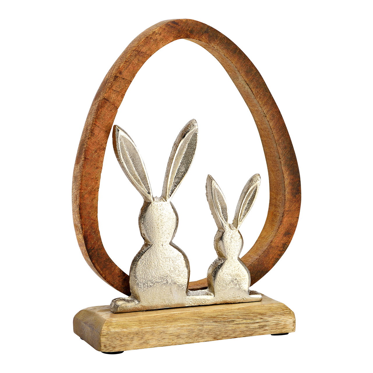 Conejito/huevos de Pascua de madera de mango, natural/plateado (A/A/P) 14x19x5cm Conejito/huevos de Pascua de madera de mango, natural/plateado (A/A/P) 14x19x5cm
