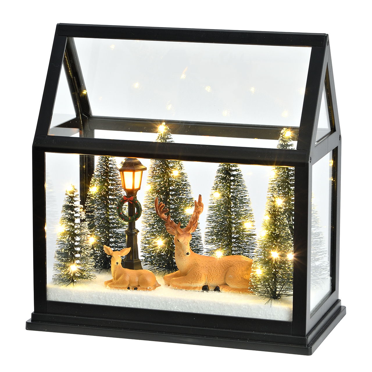 Paesaggio invernale a LED in una casa di plastica Colorato (L/H/D) 23x23x12cm Tier, Hirsch, Säugetier, Tierwelt