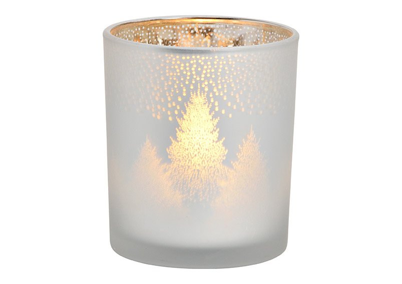Luce del vento decorazione foresta invernale in vetro argento (L/H/D) 9x10x9cm