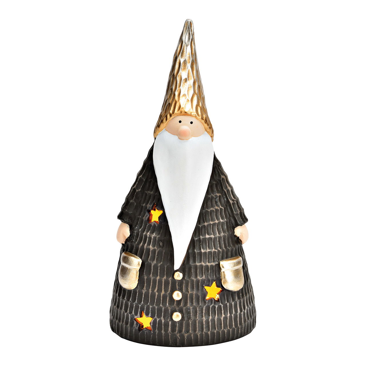 Babbo Natale con LED in ceramica marrone, oro (L/H/D) 14x28x10cm Babbo Natale con LED in ceramica marrone, oro (L/H/D) 14x28x10cm