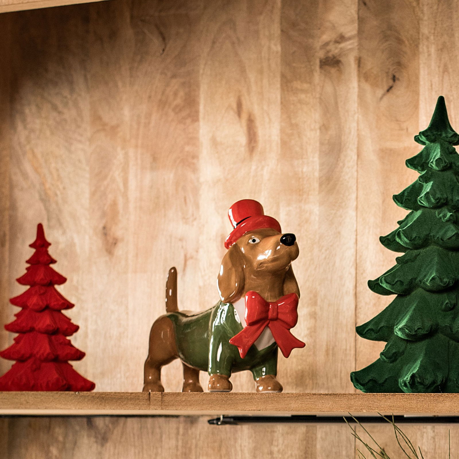 Figurine dog, dachshund made of ceramic, green (W/H/D) 23x15x6cm Spielzeug, Weihnachten, Weihnachtsdekorationen, Festival