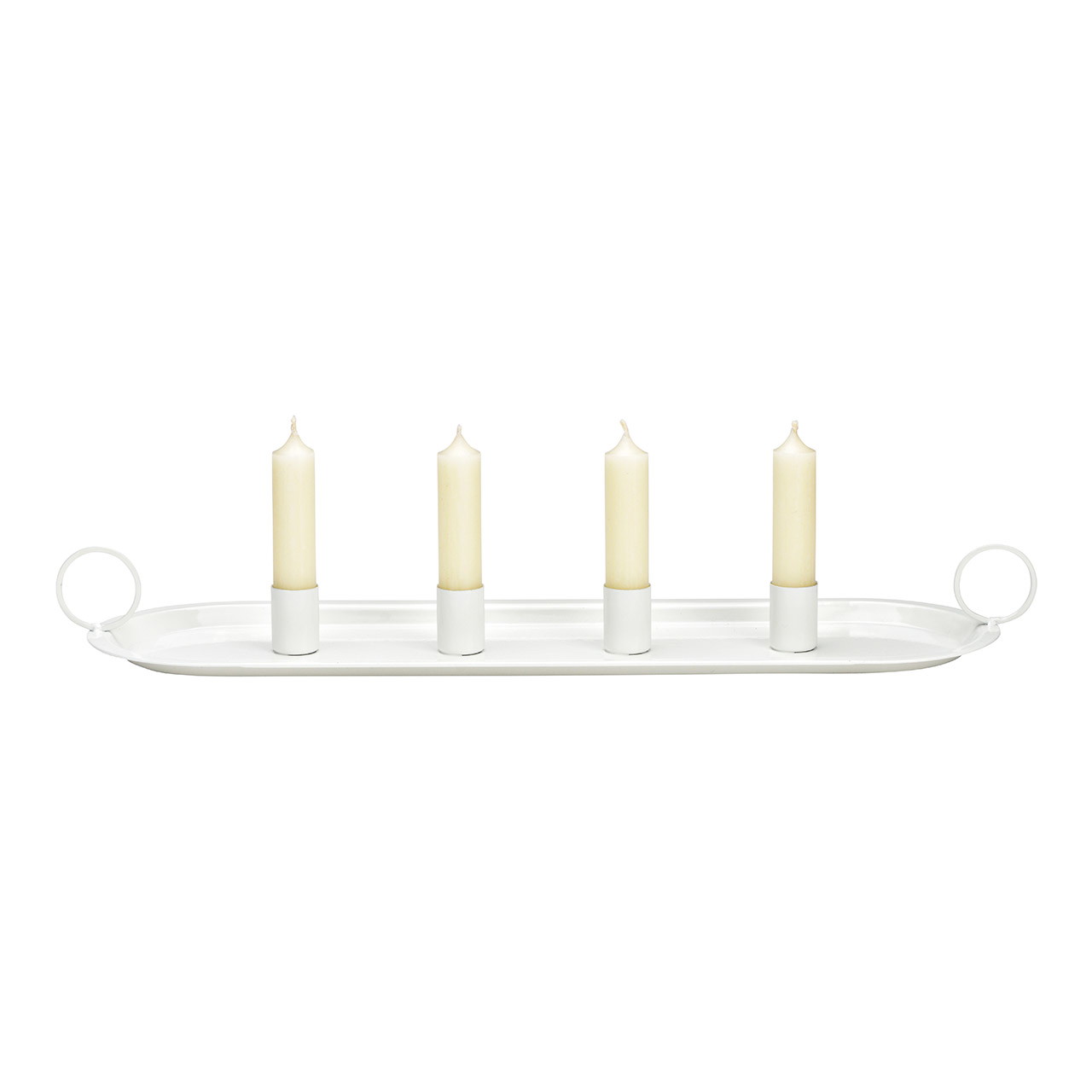 Advent wreath, metal candle holder, white (W/H/D) 49x6x14cm Advent wreath, metal candle holder, white (W/H/D) 49x6x14cm