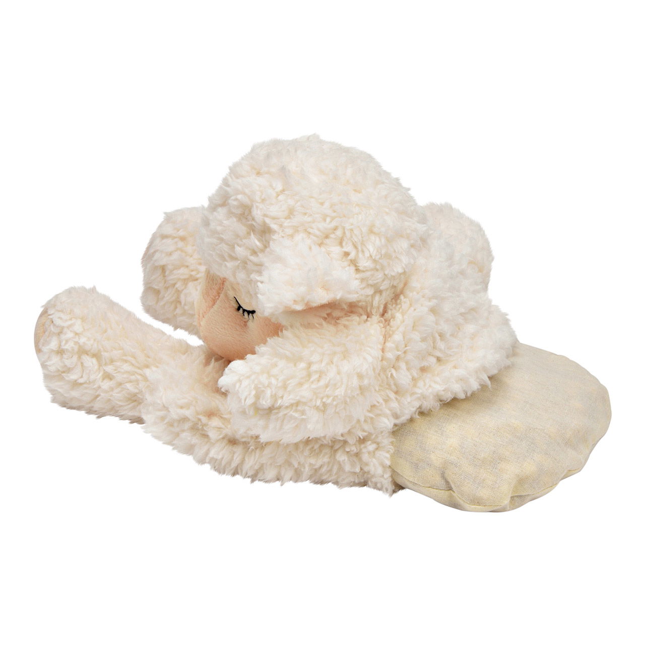 Coussin aux noyaux de cerise Mouton Housse en peluche polyester, blanc (L/H/P) 22x31x10cm