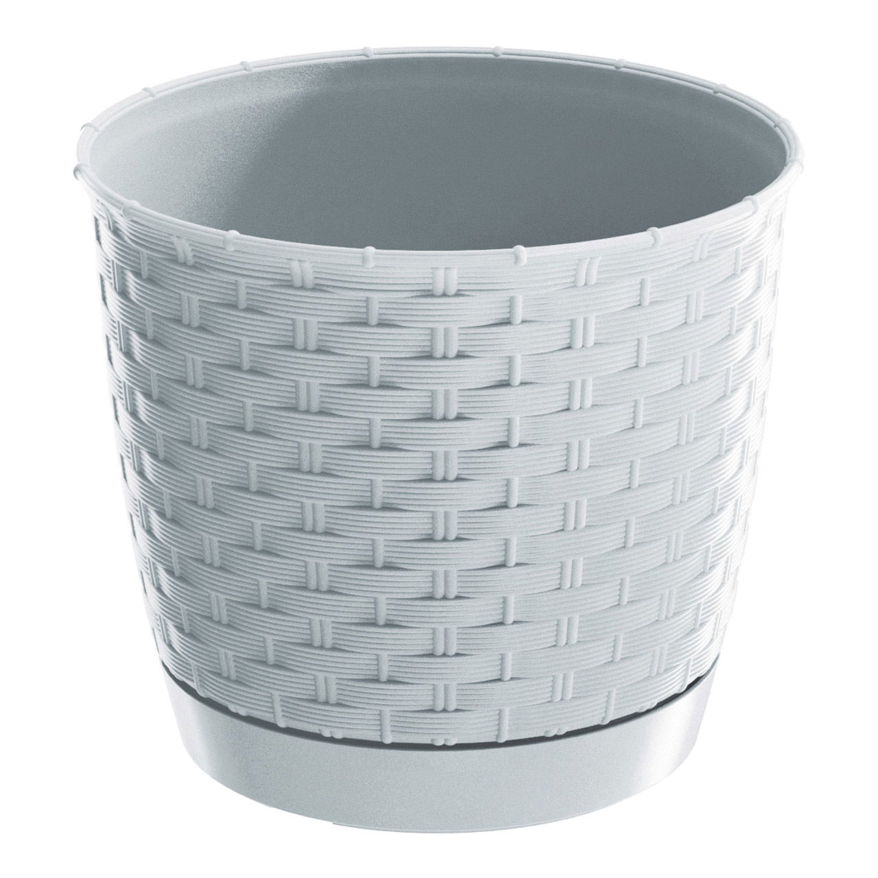 White plastic flower pot (W/H/D) 14x13x14cm 1.20L