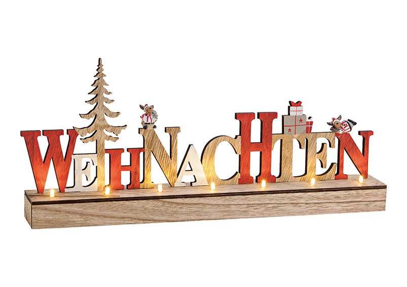 Wording weihnachten with led, wood (w/h/d) 46x18x6 cm