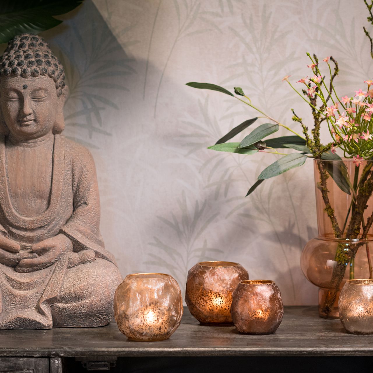 Windlicht aus Glas champagner, kupfer 2-fach, (B/H/T) 10x9x10cm Windlicht aus Glas champagner, kupfer 2-fach, (B/H/T) 10x9x10cm